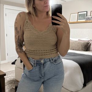 Beige Knit Women's Top